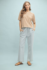 Striped Knit Top in Camel and White