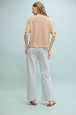 Striped Knit Top in Camel and White