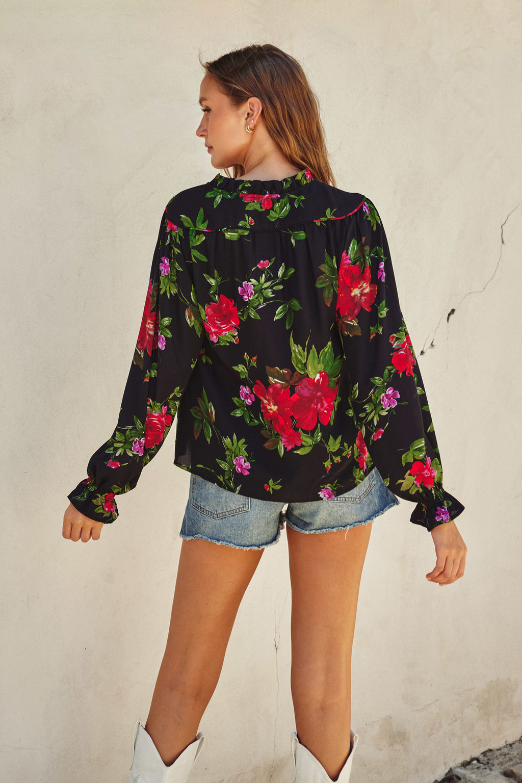 Red Dahlia Chiffon Blouse