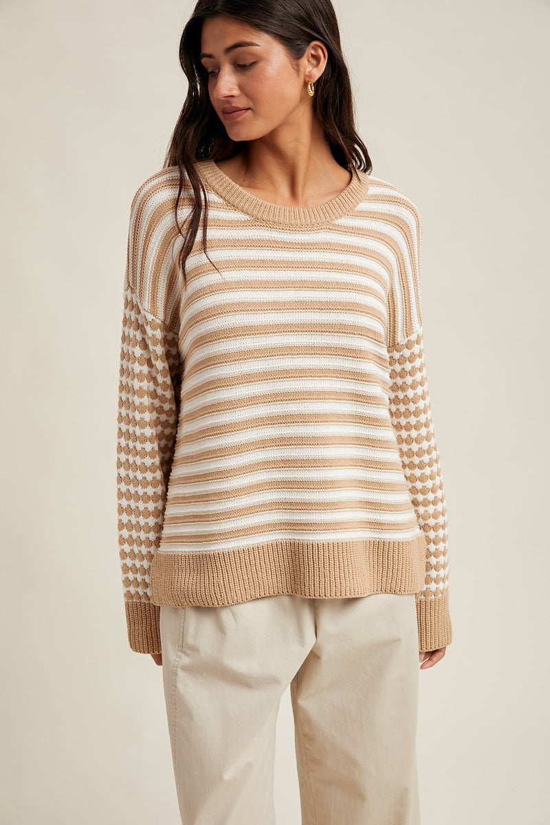 Taupe and White Multi Pattern