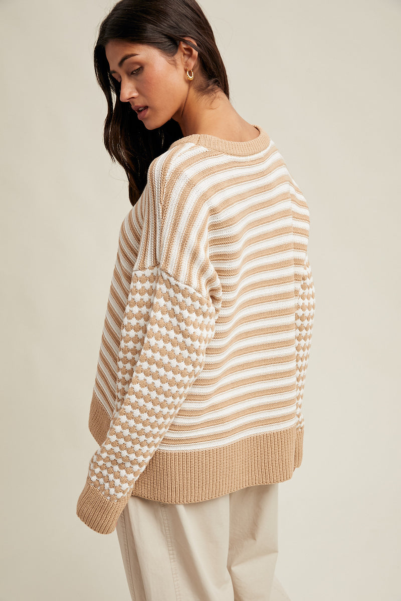 Taupe and White Multi Pattern