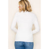 Pintuck Striped Mock Neck Sweater in Ivory