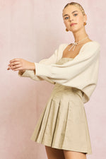 Ribbed Knit Bolero in Cream