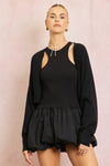 Ribbed Knit Bolero in Black