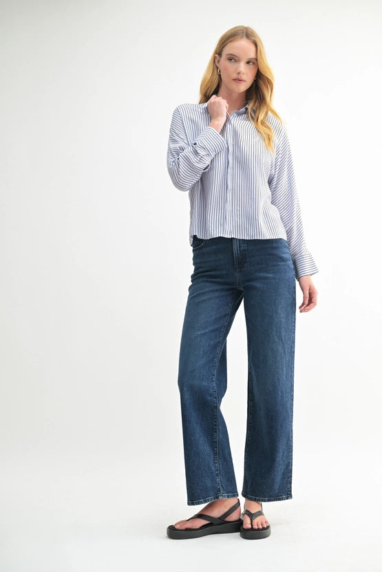 Blue and Navy Sriped Blouse