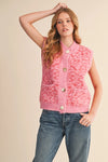 Pink Leopard Knit Vest