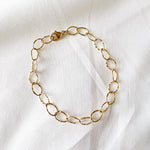 London Hammered Paperclip Chain Bracelet Gold Filled