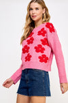 Pink and Red Floral Sweater