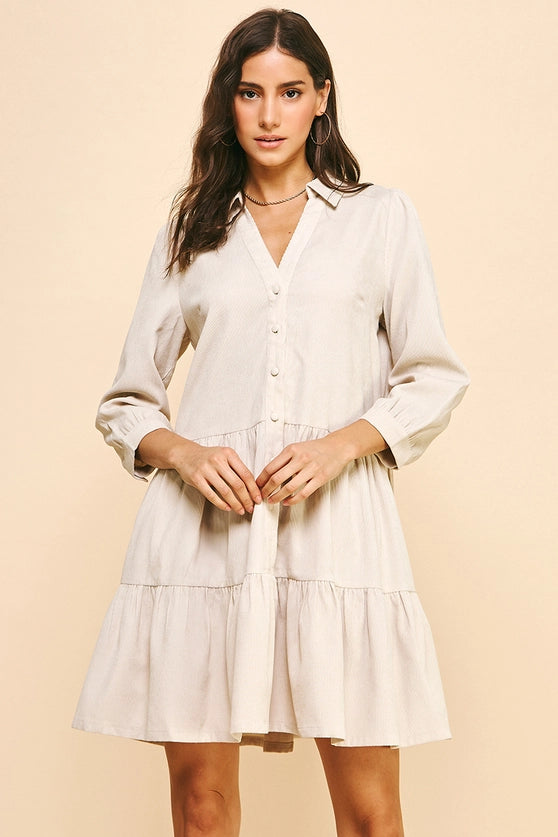 Button Down Cream Dress