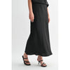 Black Solid Satin Maxi Skirt