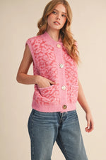 Pink Leopard Knit Vest