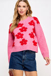 Pink and Red Floral Sweater