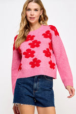 Pink and Red Floral Sweater