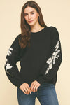 Embroidered Sleeve Sweater