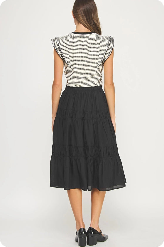 Edge Trim Striped Knit Dress