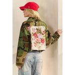 Camo Floral Crop Jacket With Floral Back