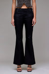 Black Coated Mid Rise 31" Inseam Fashion Flare