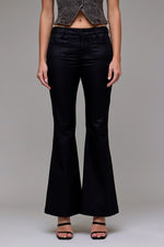 Black Coated Mid Rise 31" Inseam Fashion Flare