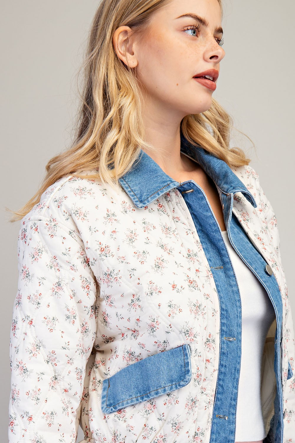 Denim Floral Jacket