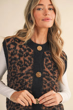 Black Leopard Knit Vest