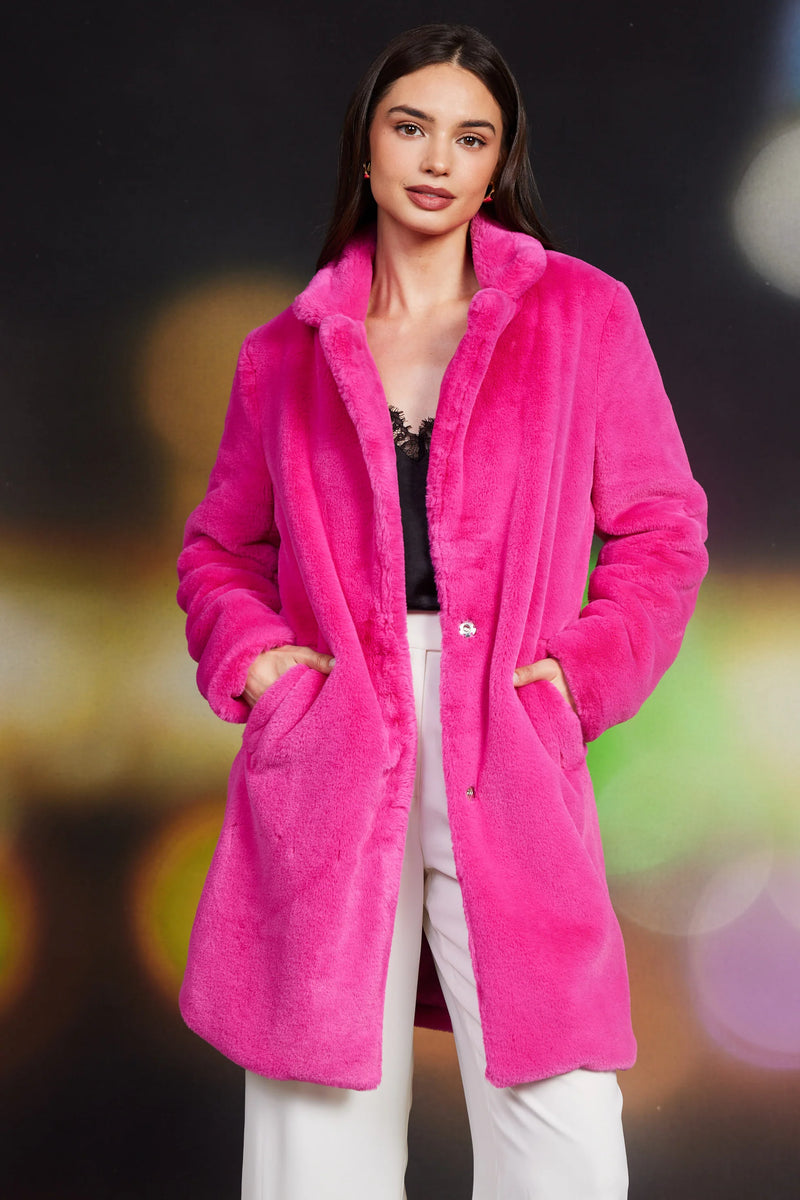 Berry Pink Teddy Coat