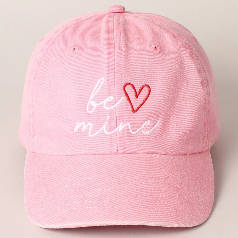 Valentine's Day Be Mine Lettering Embroidered Cap