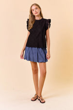 Ruffle Cap Sleeve Lace Top