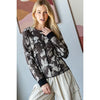 Black Washed Printed Knit Top