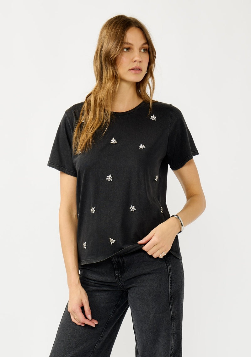 Embellished Charcoal Washed Top