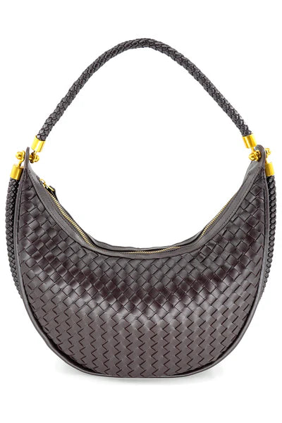 Chocolate Woven Hobo Handbag