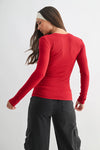 Essential Long-Sleeved Micro-Ribbed Athleisure Top