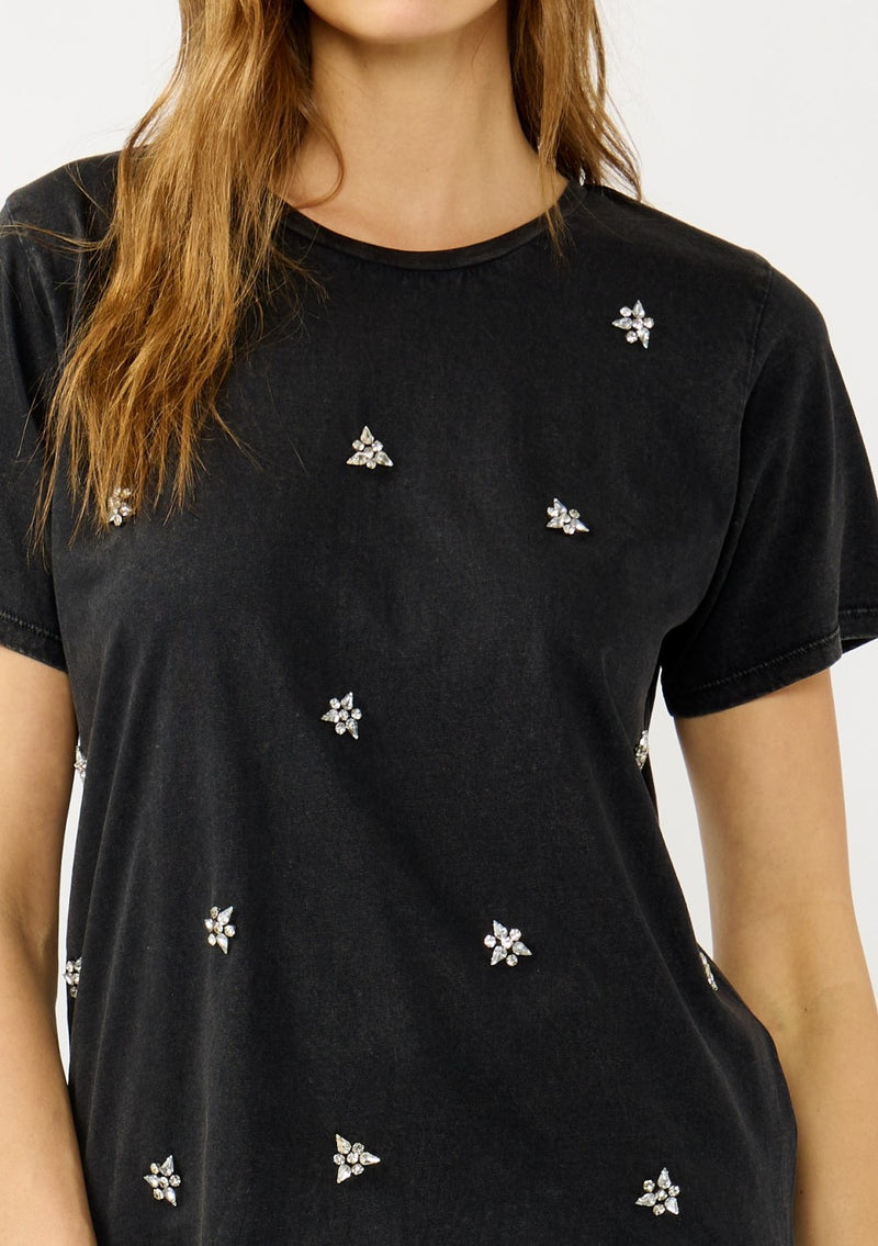 Embellished Charcoal Washed Top