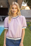 Gingham Knit Pink Top