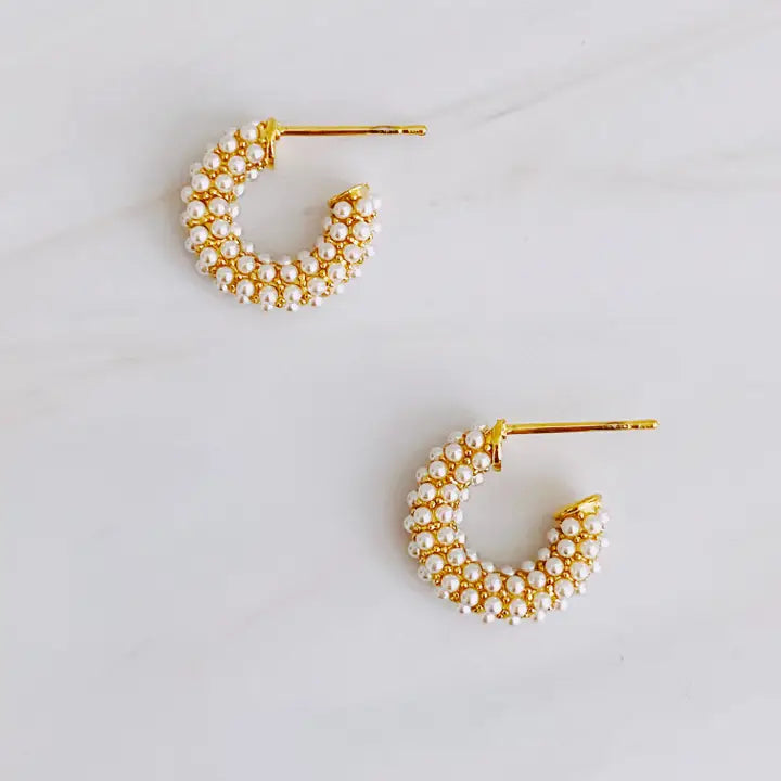 Mini Pearl Hoops