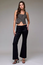 Black Coated Mid Rise 31" Inseam Fashion Flare