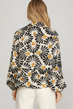 Black and Cream Woven Print Blouse