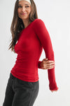 Essential Long-Sleeved Micro-Ribbed Athleisure Top