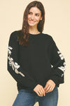 Embroidered Sleeve Sweater