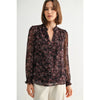 Burgundy Ditsy Flower Blouse