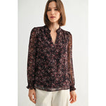 Burgundy Ditsy Flower Blouse