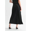 Black Solid Satin Maxi Skirt