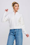 Dolman Half Zip White Top