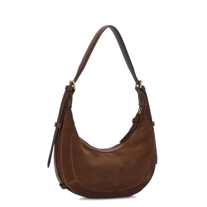 Suede Crescent Shoulder Bag