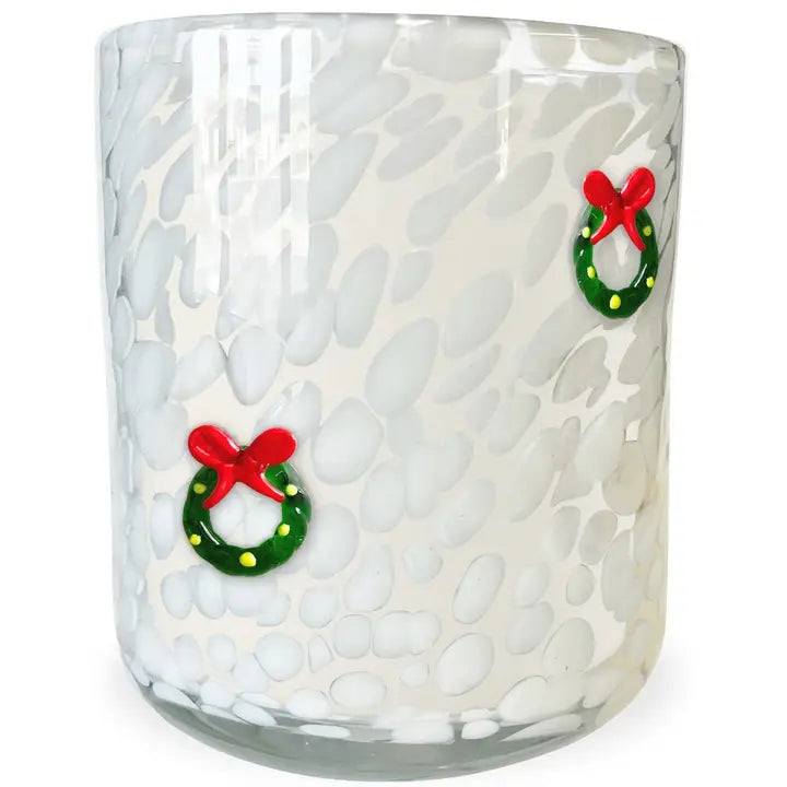 Mistletoe Wreath Holiday Confetti Icon 12oz Candle