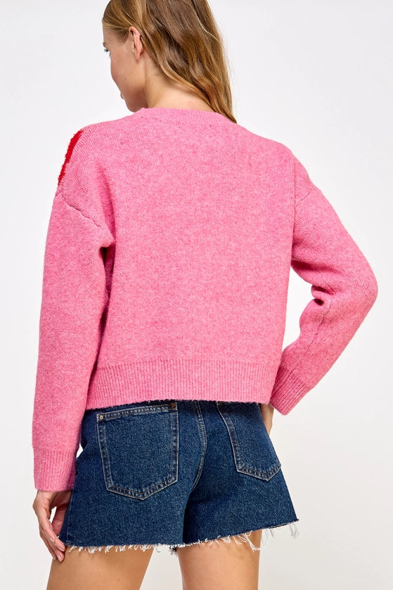 Pink and Red Floral Sweater
