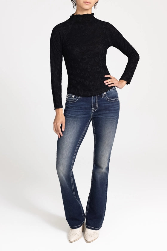 Black Lace Mockneck Longsleeve Top