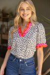 Animal Print Ruffle Top