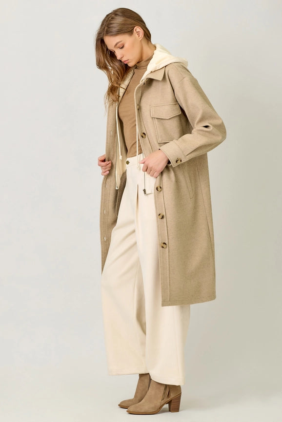 Twofer Hoodie Solid Coat