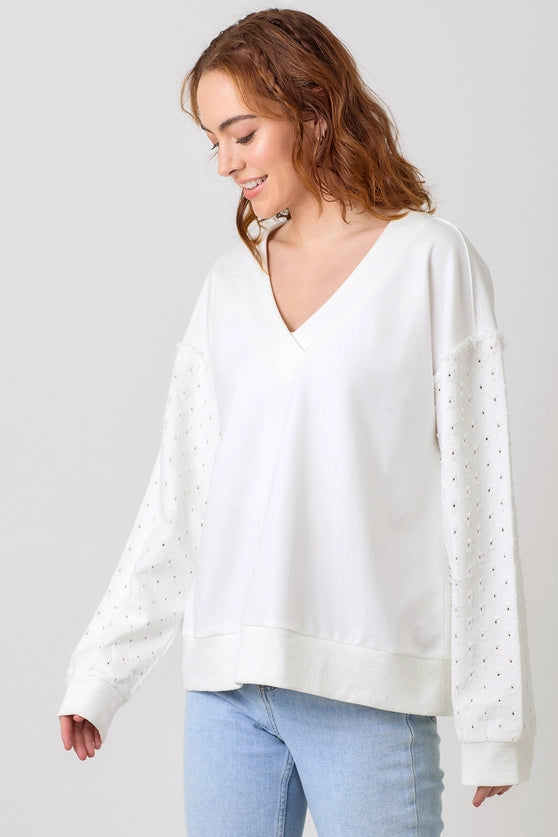 Mixed Media Pullover Top