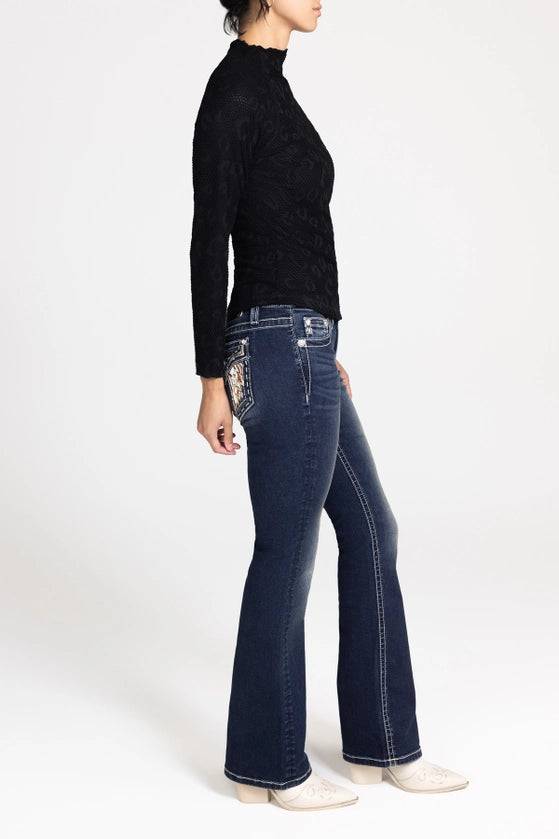 Black Lace Mockneck Longsleeve Top